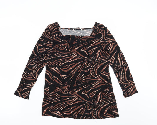 TU Womens Black Animal Print  Basic Blouse Size 8