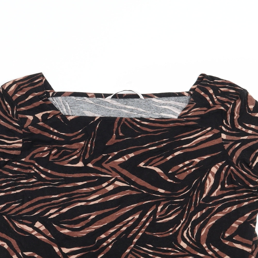 TU Womens Black Animal Print  Basic Blouse Size 8