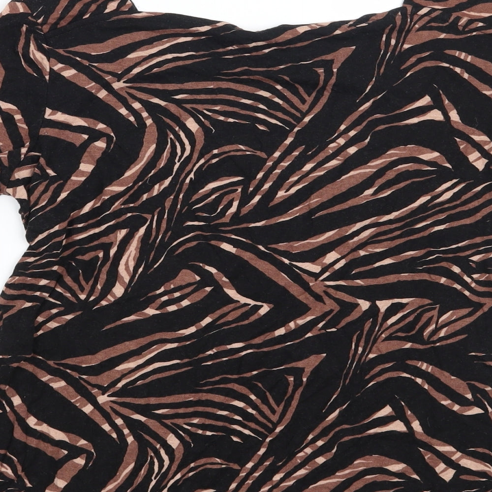 TU Womens Black Animal Print  Basic Blouse Size 8