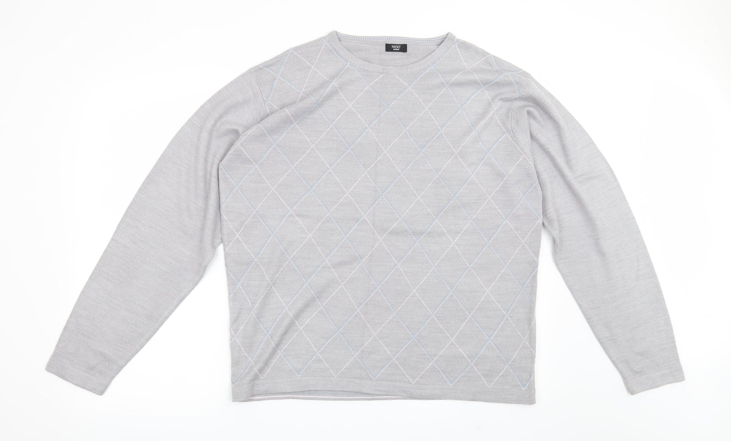 NEXT Mens Grey Check  Pullover Jumper Size M