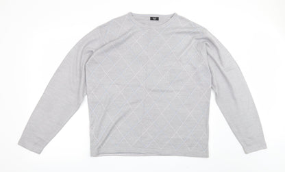 NEXT Mens Grey Check  Pullover Jumper Size M