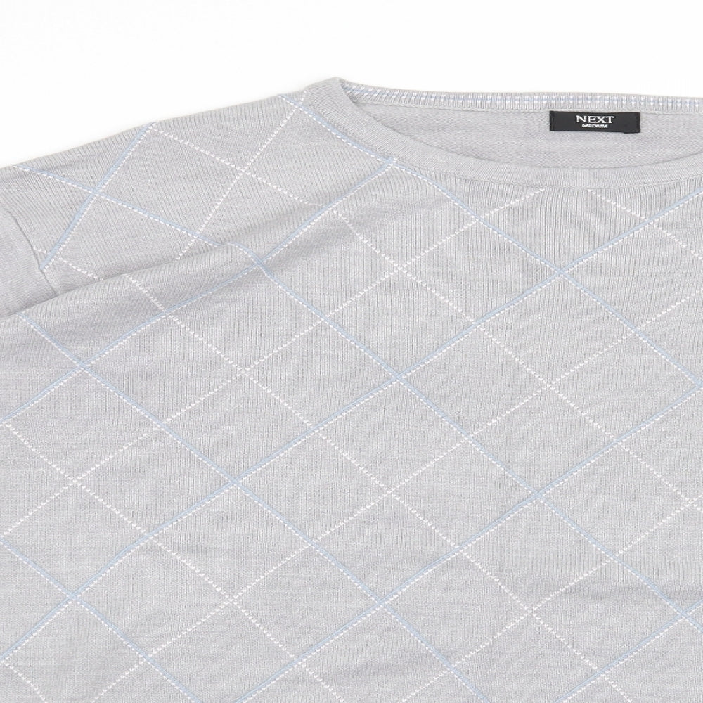 NEXT Mens Grey Check  Pullover Jumper Size M