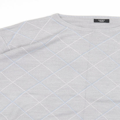 NEXT Mens Grey Check  Pullover Jumper Size M