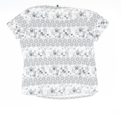 Debenhams Girls White Floral Rayon Basic T-Shirt Size 10 Years