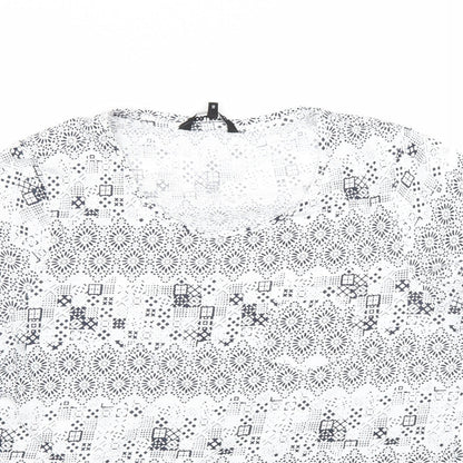 Debenhams Girls White Floral Rayon Basic T-Shirt Size 10 Years