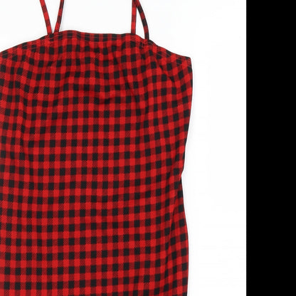 SheIn Womens Red Check  A-Line  Size M