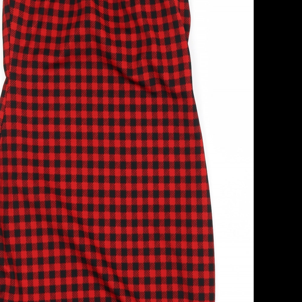 SheIn Womens Red Check  A-Line  Size M
