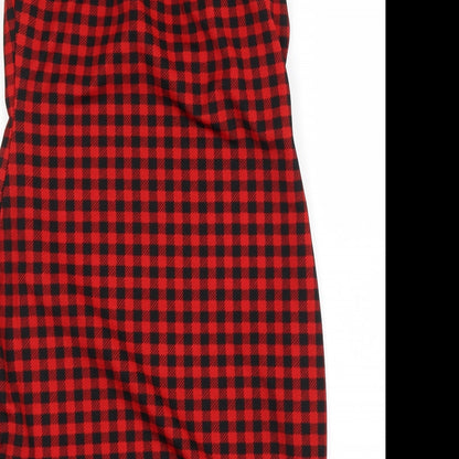 SheIn Womens Red Check  A-Line  Size M