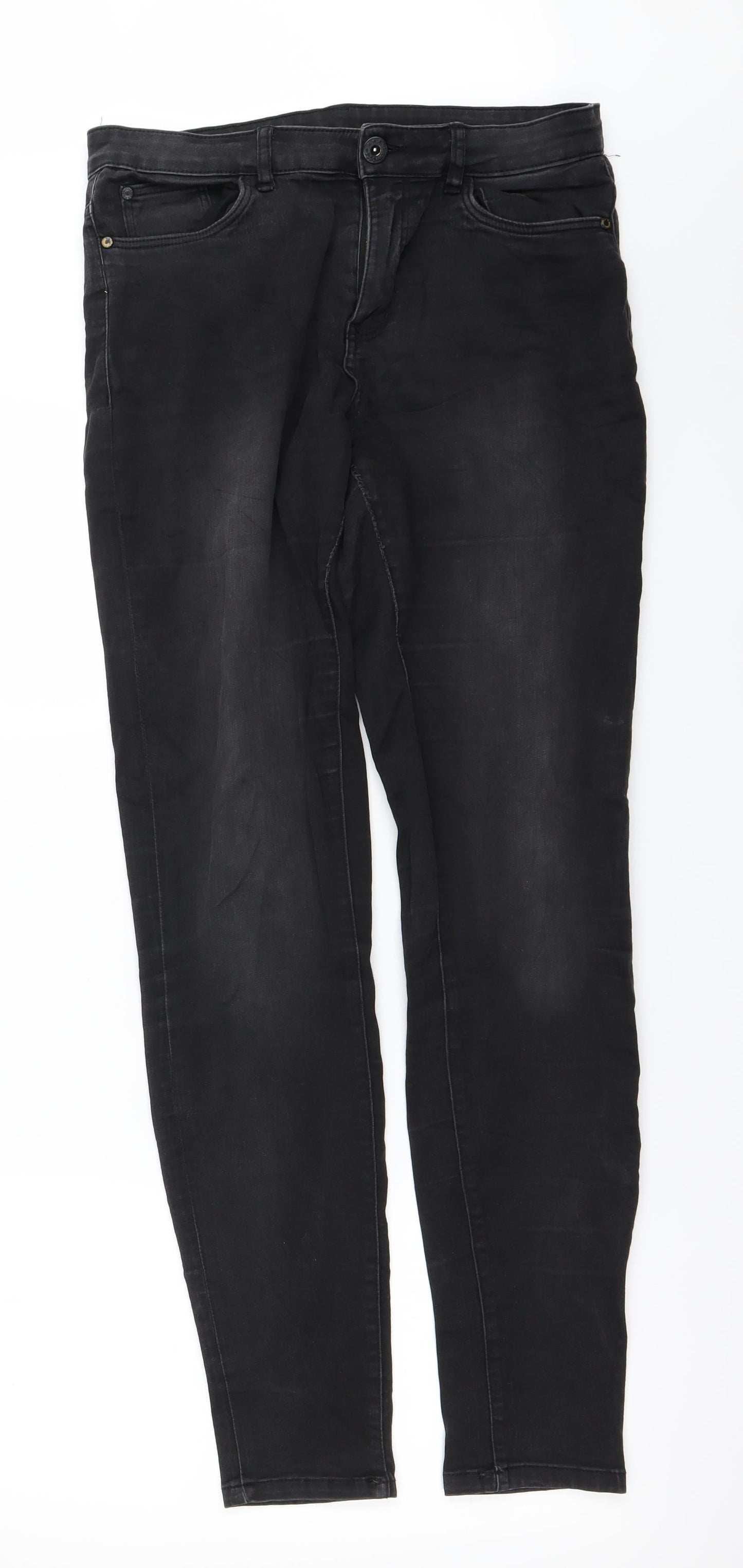 Womens UK Size 31 in Preworn Regular Fit Mom Black Jeans
