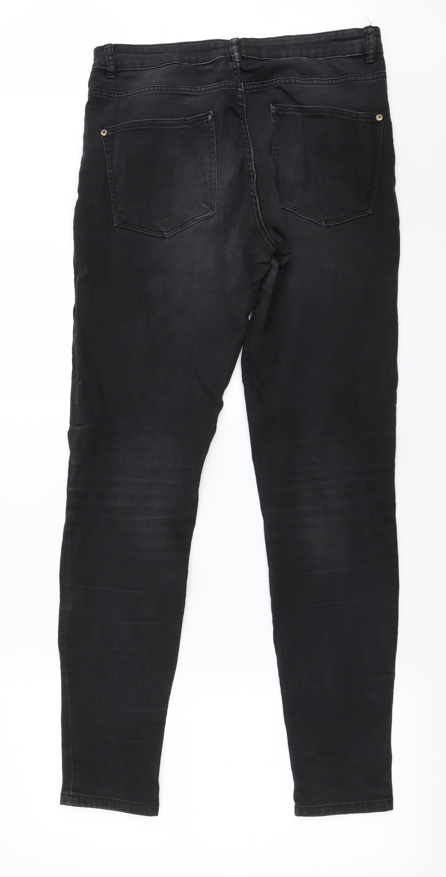 Womens UK Size 31 in Preworn Regular Fit Mom Black Jeans
