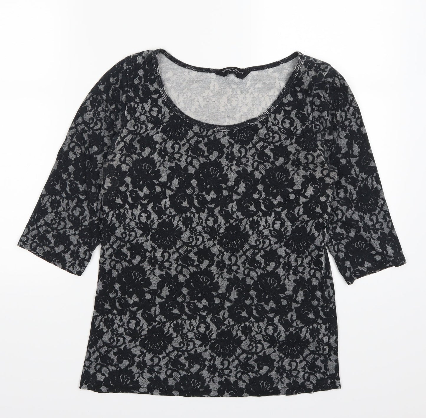Dorothy Perkins Womens Grey Floral  Basic T-Shirt Size 14