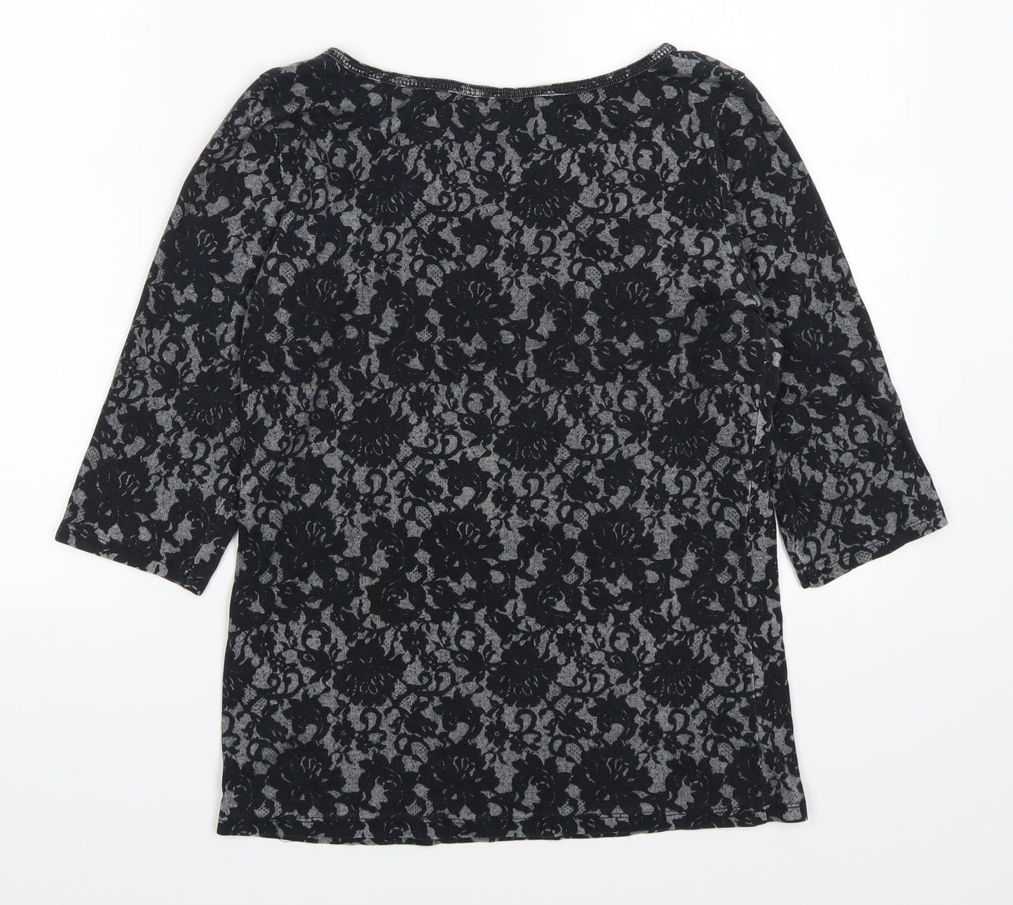 Dorothy Perkins Womens Grey Floral  Basic T-Shirt Size 14