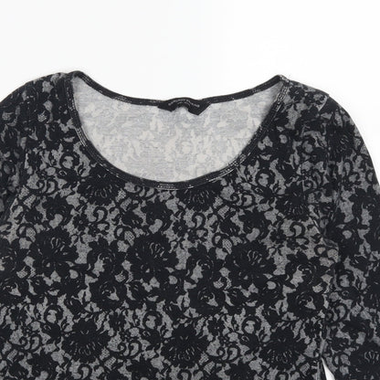 Dorothy Perkins Womens Grey Floral  Basic T-Shirt Size 14