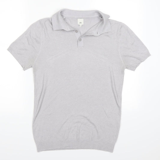 River Island Mens Grey    Polo Size M