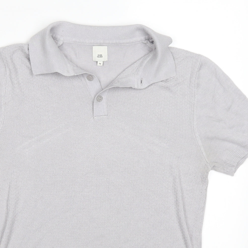 River Island Mens Grey    Polo Size M