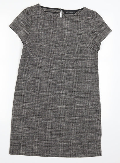 Zara Womens Grey Check  T-Shirt Dress  Size XS