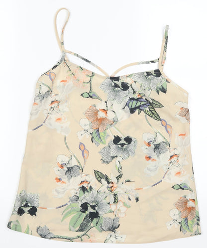 Miss Selfridge Womens Beige Floral  Basic Tank Size 8