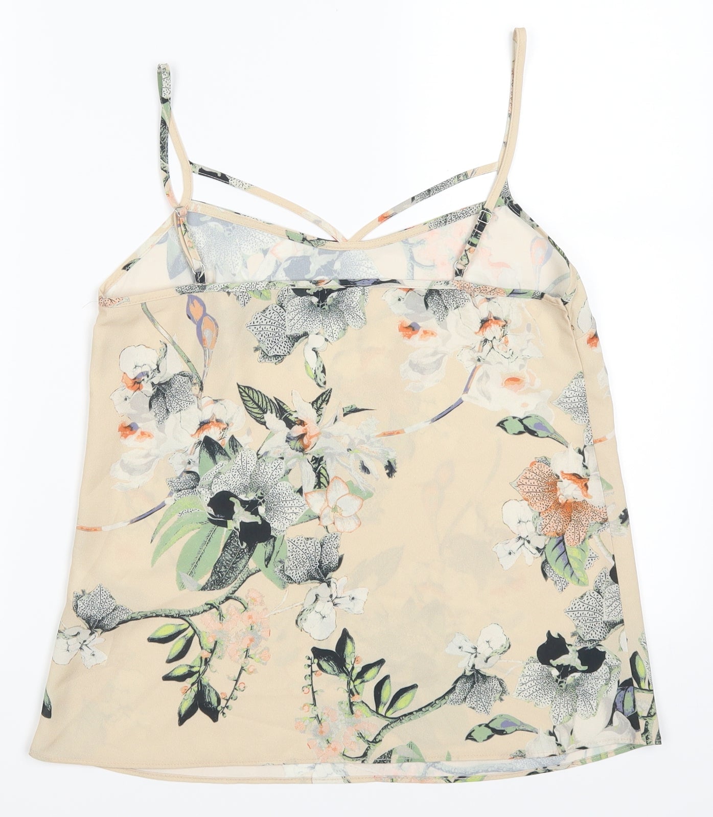 Miss Selfridge Womens Beige Floral  Basic Tank Size 8