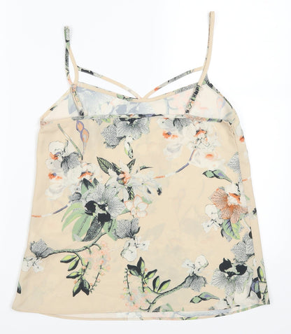 Miss Selfridge Womens Beige Floral  Basic Tank Size 8