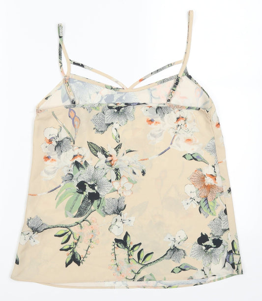 Miss Selfridge Womens Beige Floral  Basic Tank Size 8