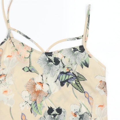 Miss Selfridge Womens Beige Floral  Basic Tank Size 8