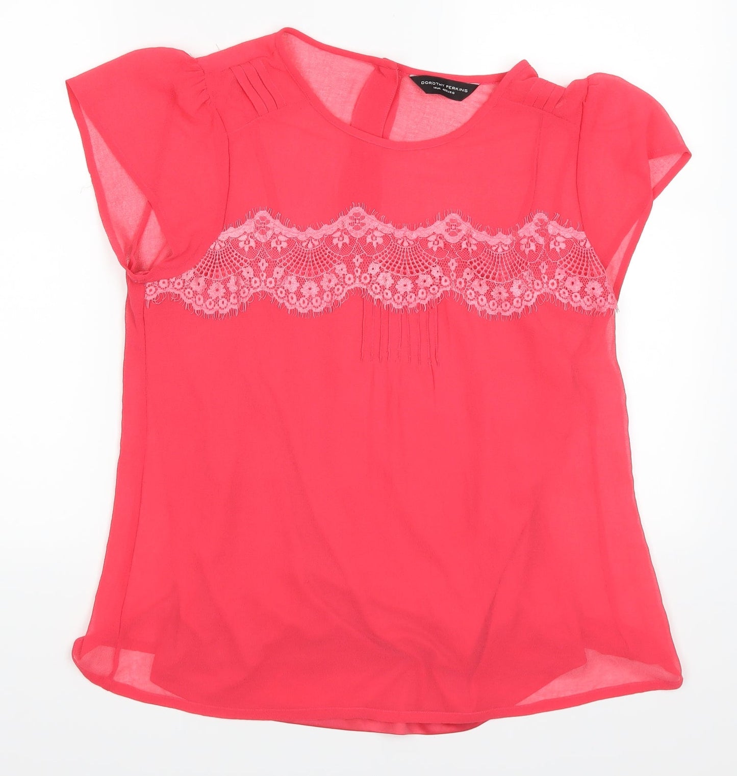 Womens UK Size 14 Dorothy Perkins Pink Basic T-Shirt