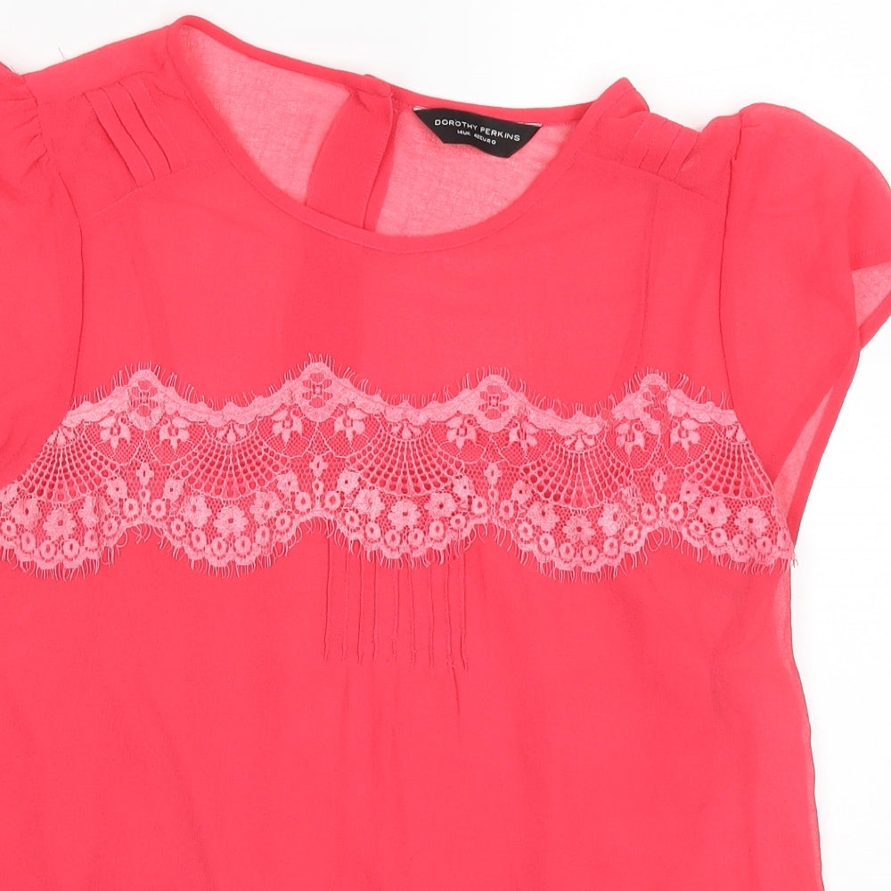 Womens UK Size 14 Dorothy Perkins Pink Basic T-Shirt