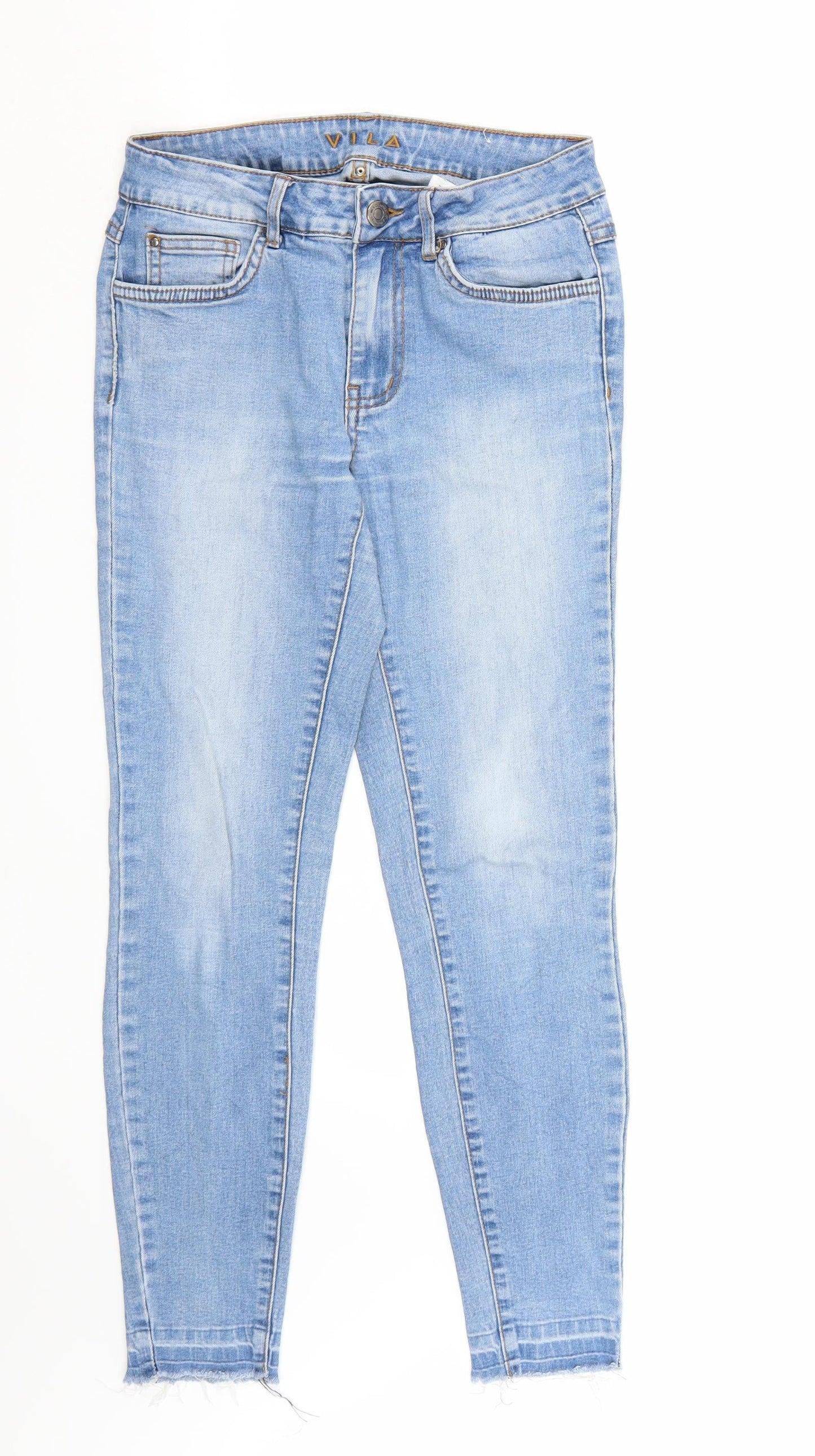 Womens UK Size  Villa Regular Fit Cropped Blue Jeans