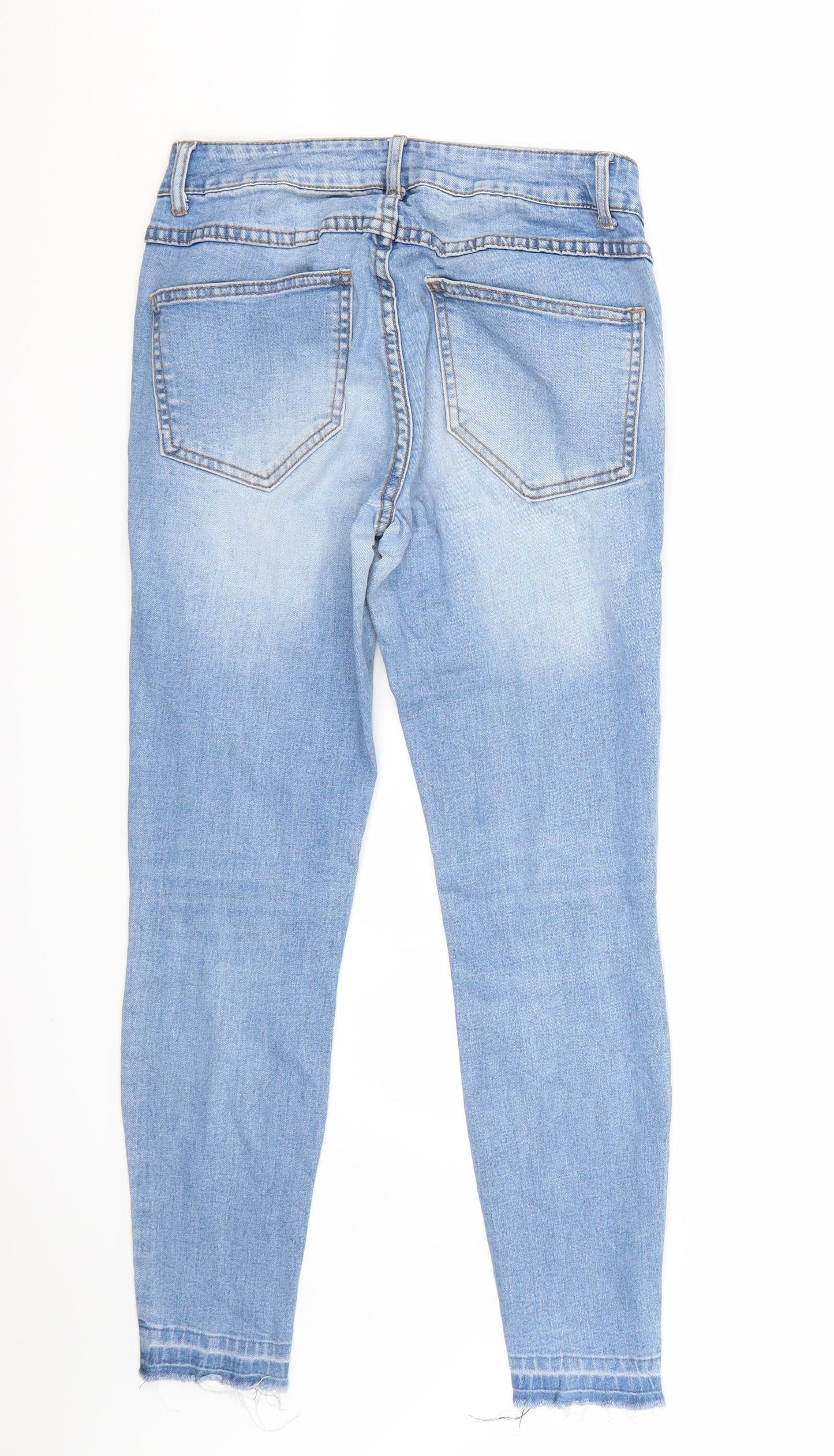 Womens UK Size  Villa Regular Fit Cropped Blue Jeans