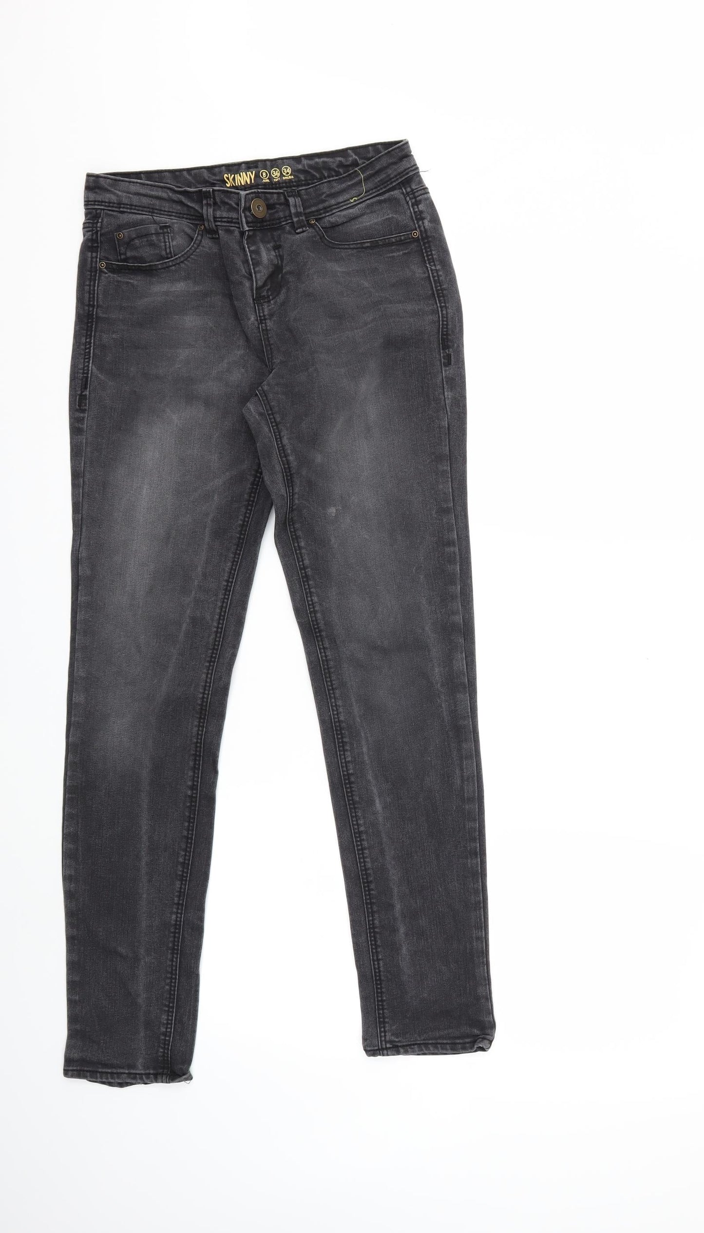 Womens UK Size 8 Preworn Regular Fit Skinny Grey Jeans