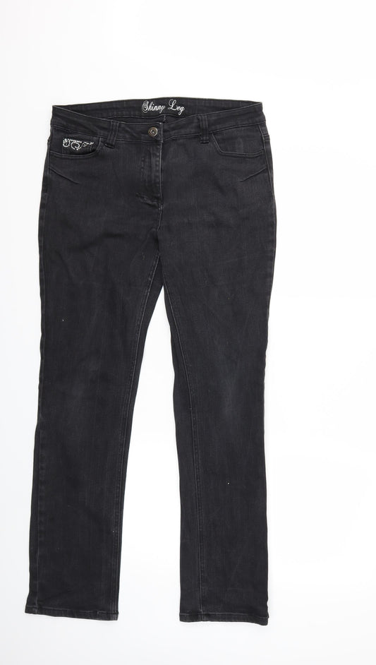 Womens UK Size 14 Preworn Regular Fit Skinny Black Jeans