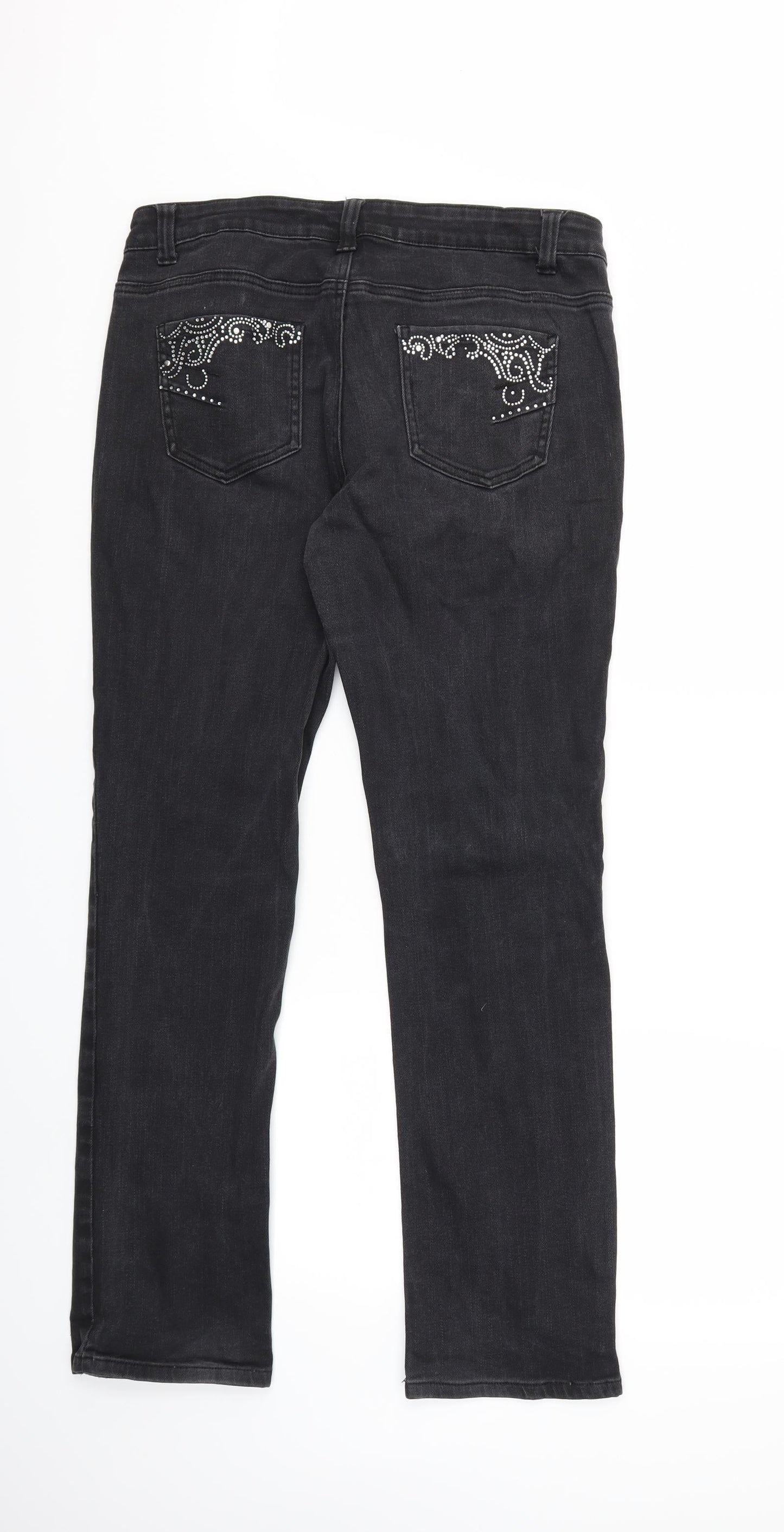 Womens UK Size 14 Preworn Regular Fit Skinny Black Jeans