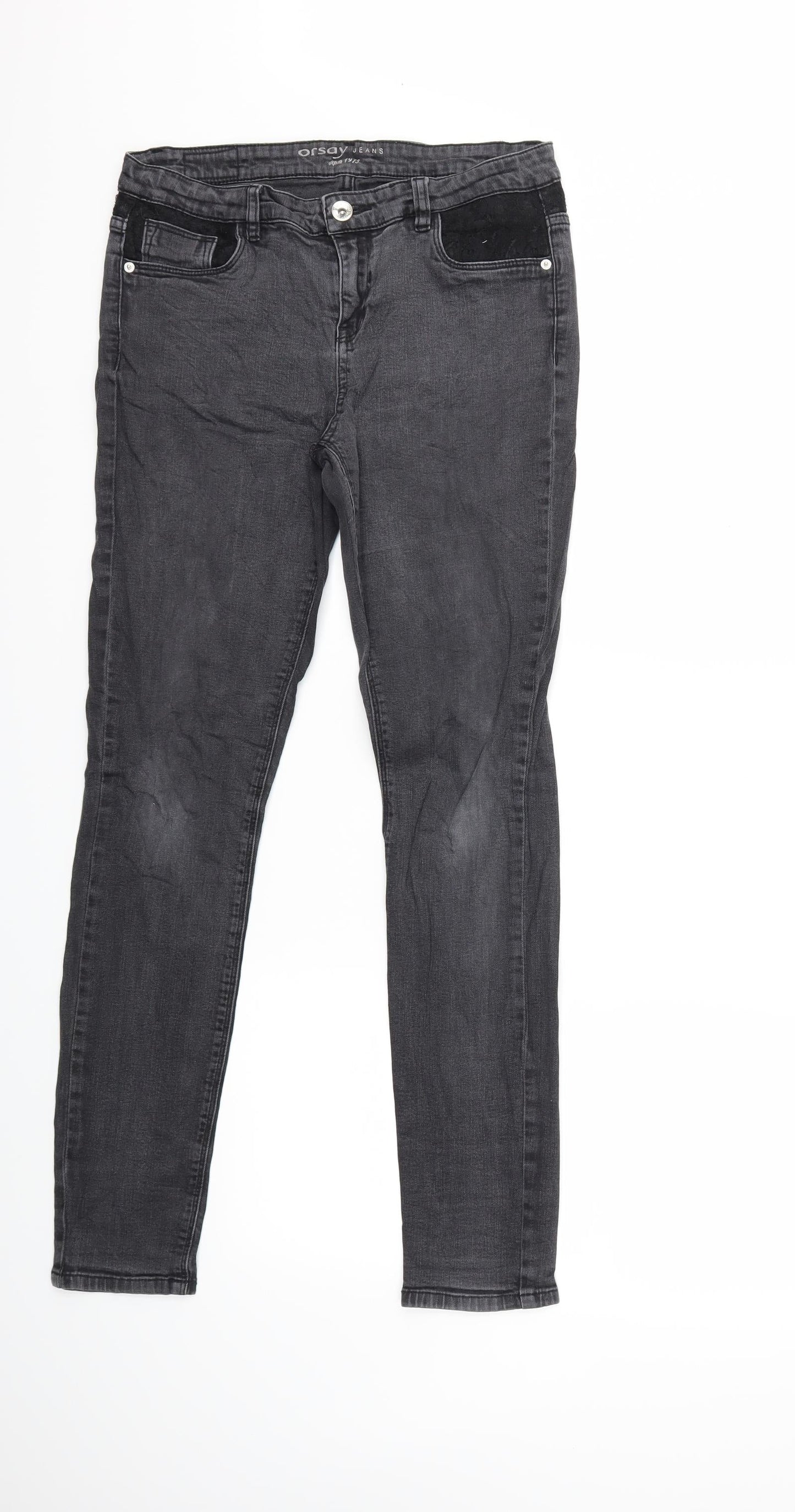 ORSAY Womens Grey  Denim Skinny Jeans Size 12 L30 in