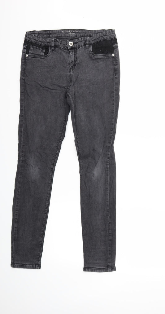 ORSAY Womens Grey  Denim Skinny Jeans Size 12 L30 in