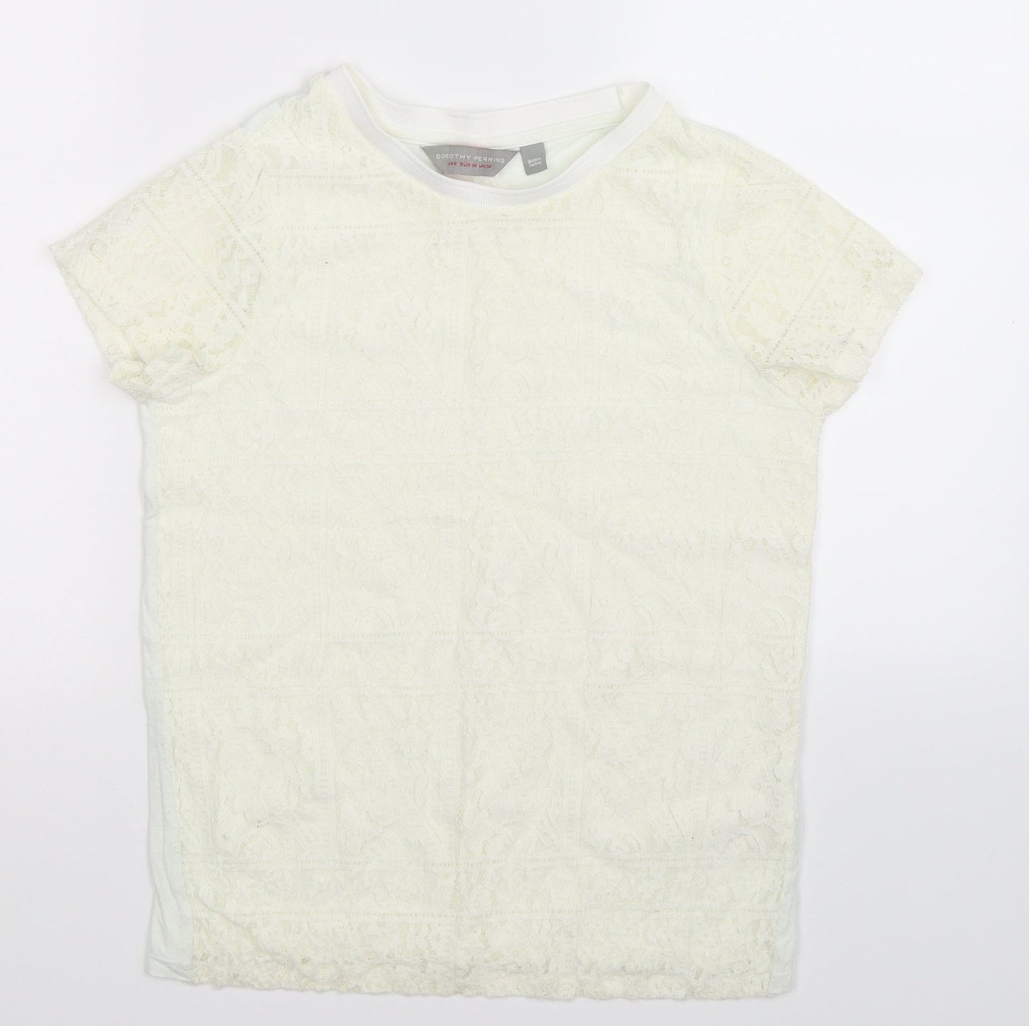 Womens UK Size 10 Dorothy Perkins White Basic T-Shirt