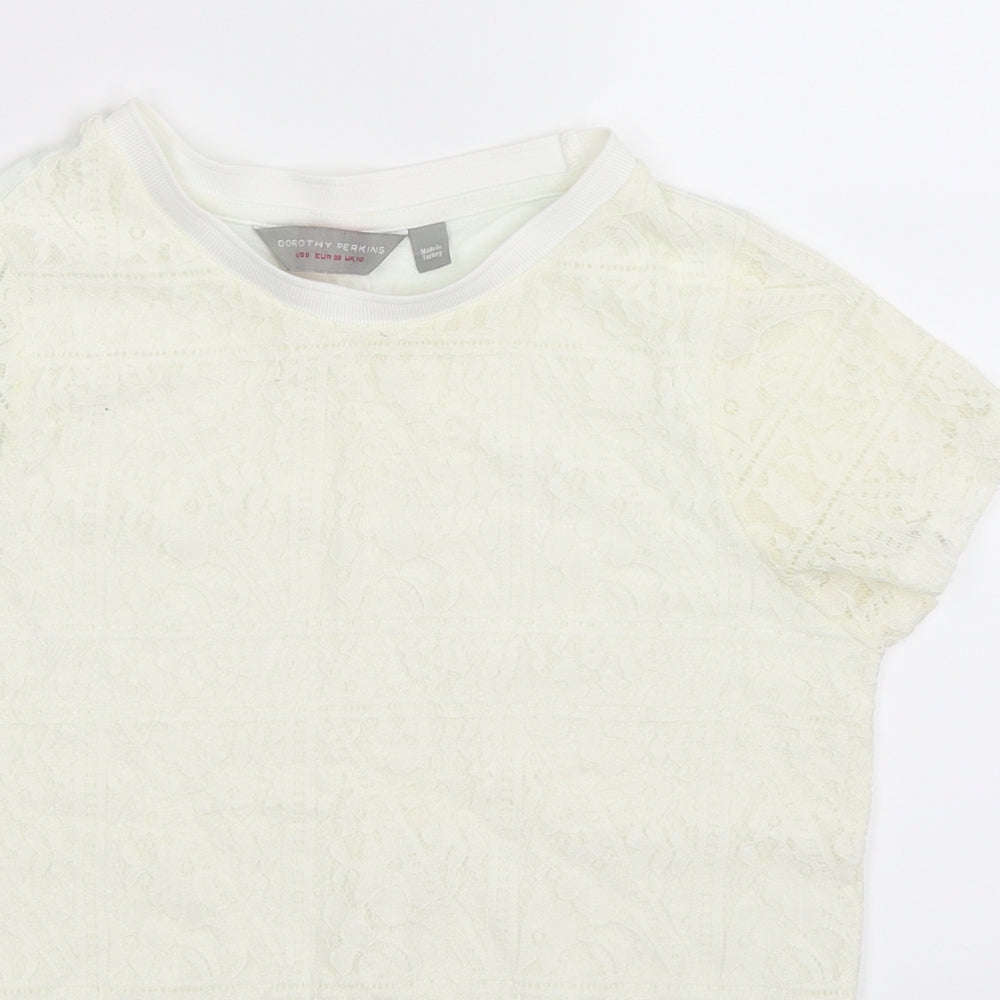 Womens UK Size 10 Dorothy Perkins White Basic T-Shirt