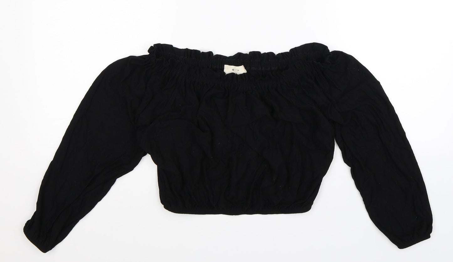 Womens UK Size XS Pins & Needles Black Cropped Blouse