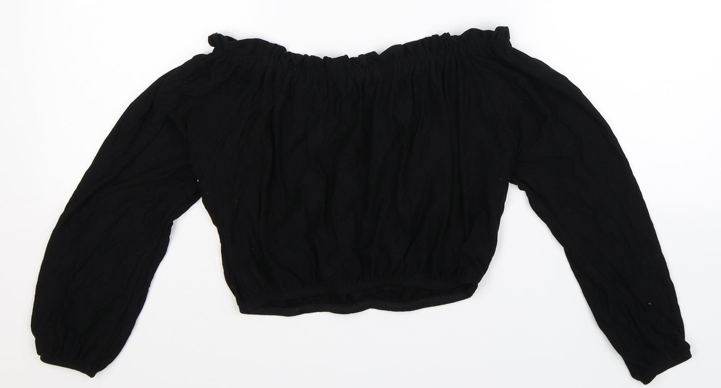 Womens UK Size XS Pins & Needles Black Cropped Blouse