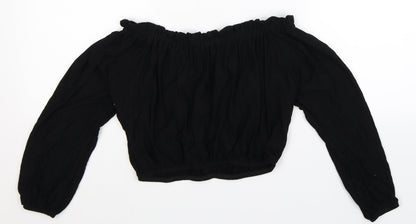 Womens UK Size XS Pins & Needles Black Cropped Blouse