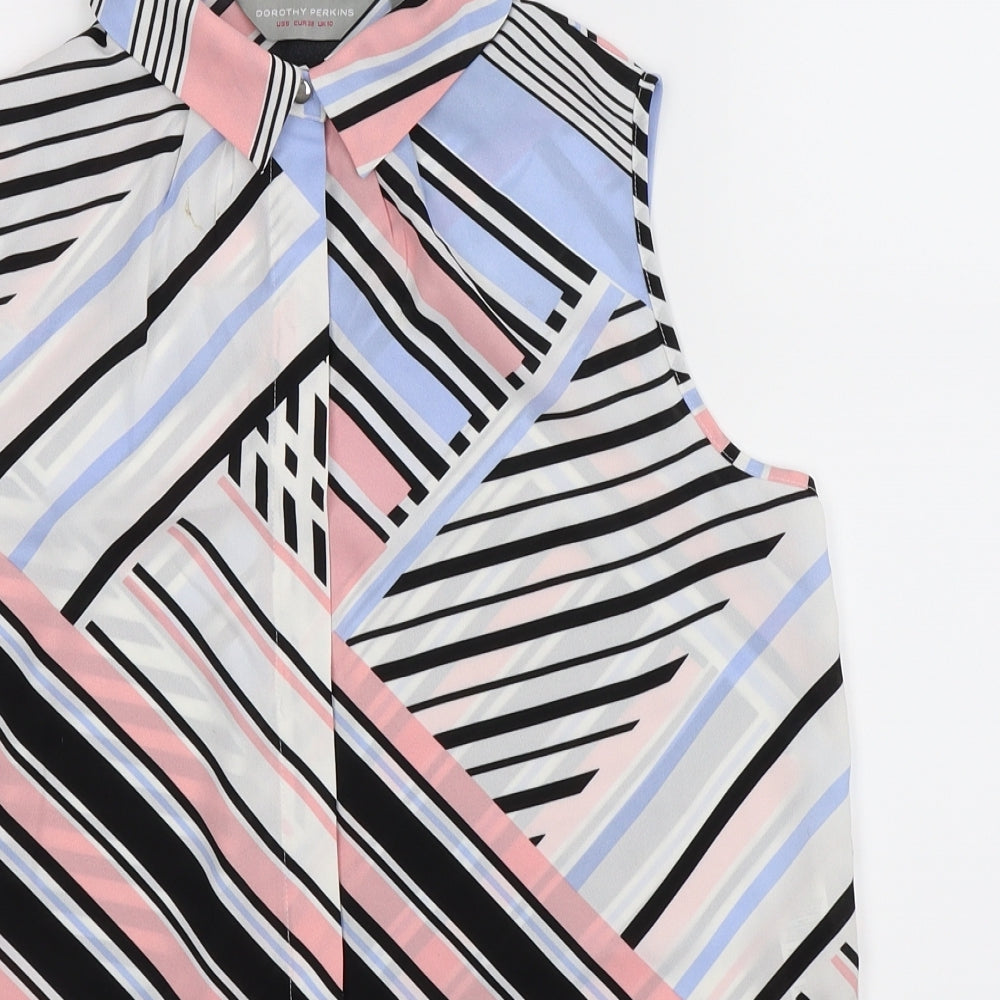 Womens UK Size 10 Dorothy Perkins Multicoloured Basic Button-Up