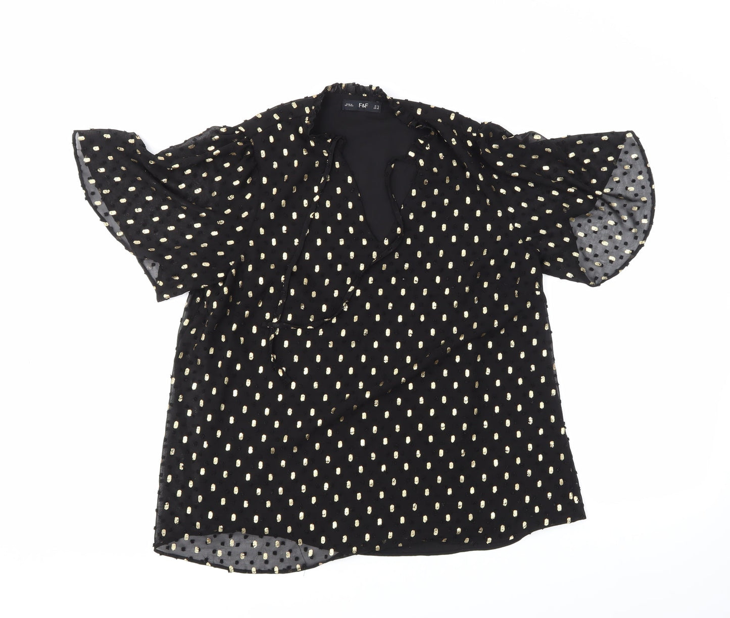 F&F Womens Black Polka Dot  Basic Blouse Size 10