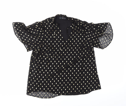 F&F Womens Black Polka Dot  Basic Blouse Size 10