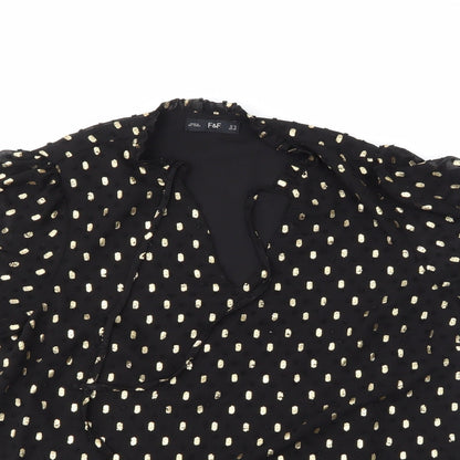 F&F Womens Black Polka Dot  Basic Blouse Size 10