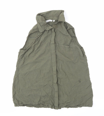 Womens UK Size 10 Peacocks Green Basic Button-Up
