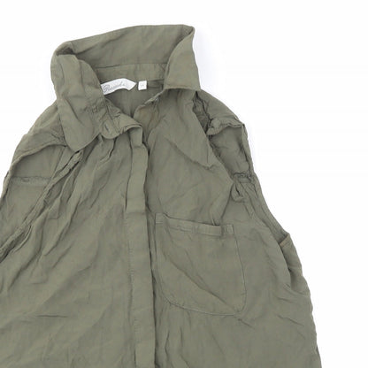 Womens UK Size 10 Peacocks Green Basic Button-Up