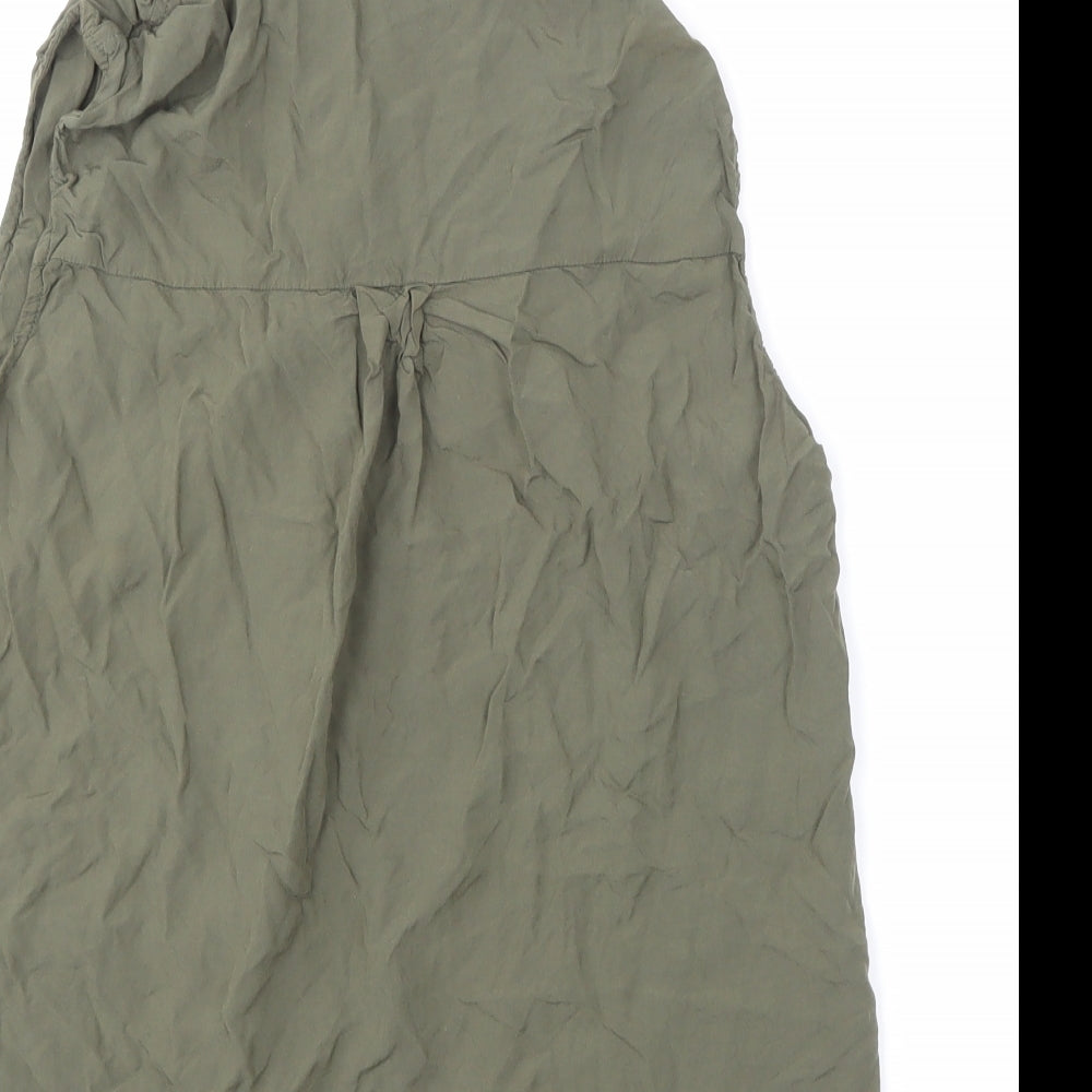 Womens UK Size 10 Peacocks Green Basic Button-Up