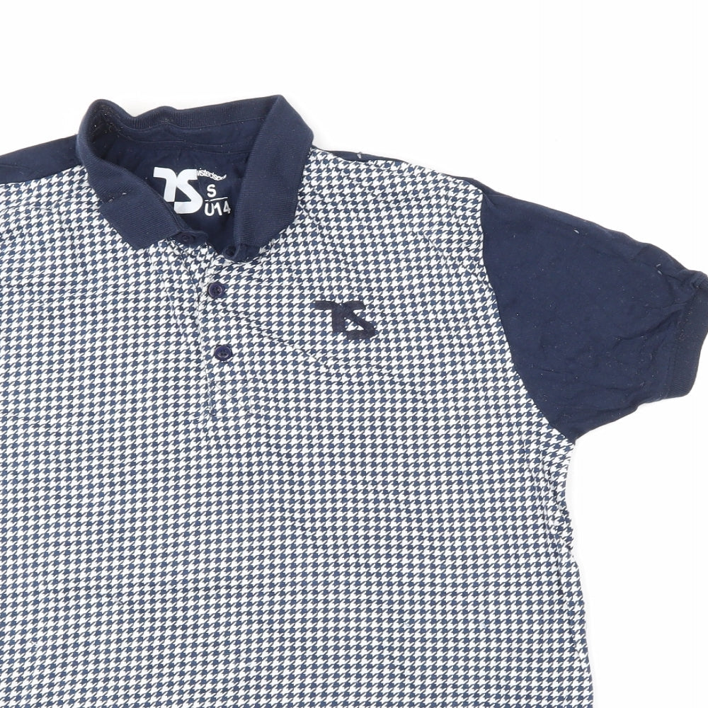 Twisted Soul Mens Blue Check   Polo Size S