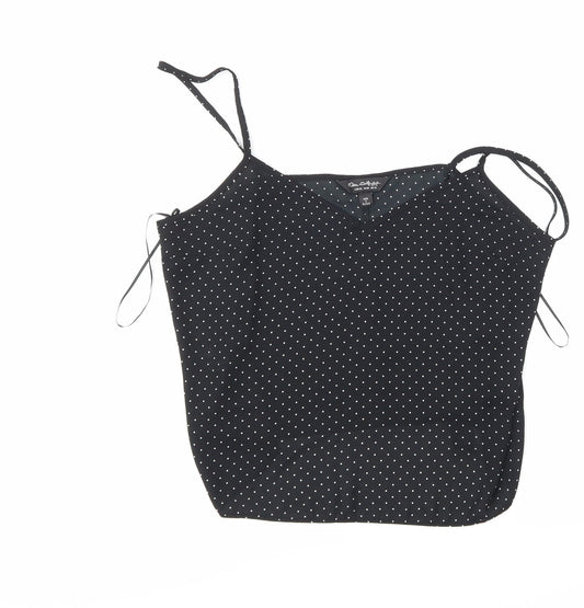 Miss Selfridge Womens Black Polka Dot  Basic Blouse Size 14