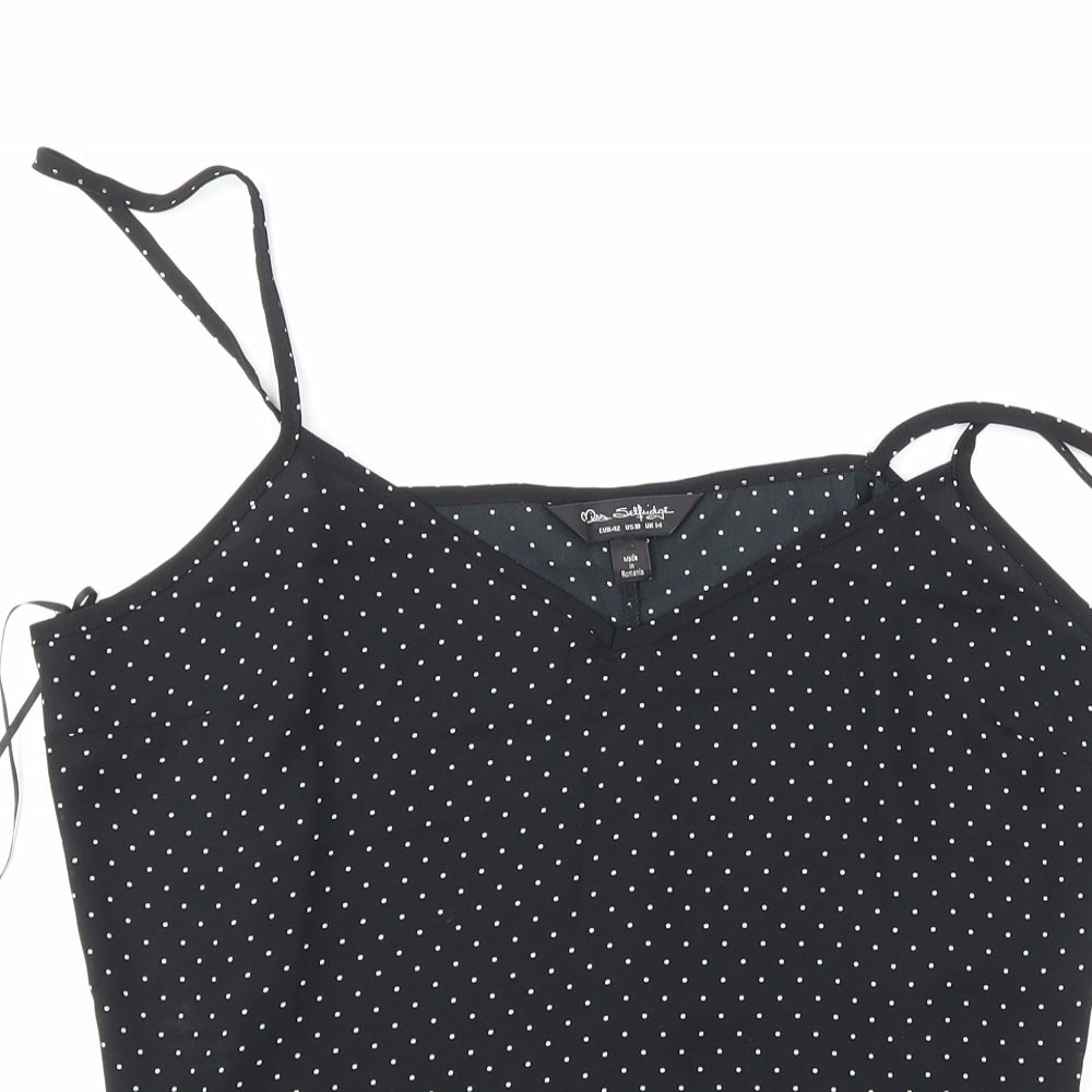 Miss Selfridge Womens Black Polka Dot  Basic Blouse Size 14