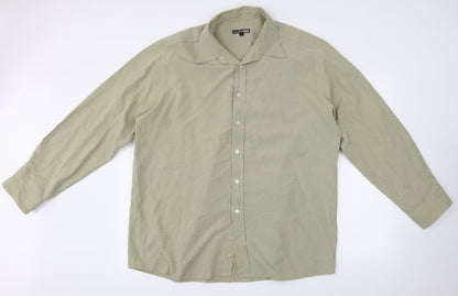 George  Mens Green Check   Button-Up Size L